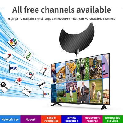 3 Meters Cable Length IEC/F Male Connector Long Range HD 1080p Digital Indoor TV Antenna