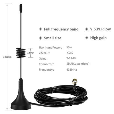 High Gain Outdoor Wireless Spring Helical Loop 433mhz Antenna with Magnetic Mounting